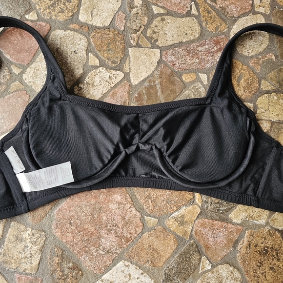 CALIA Square Neck Bikini Top Pure Black Medium Support Built-in Underwire XS - Picture 3 of 12